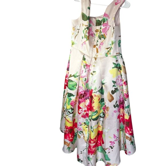 Alfred Sung Blush Bouquet Floral Hi-Low Dress Floral size M Sateen Twill Cocktai - Picture 4 of 16